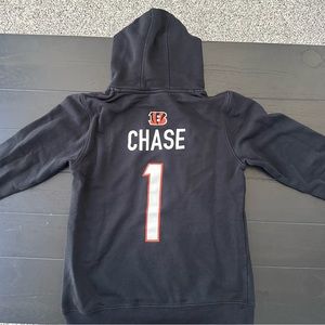 Ja’marr Chase Jersey Hoodie. Cincinnati Bengals. #1. Black Youth Large.